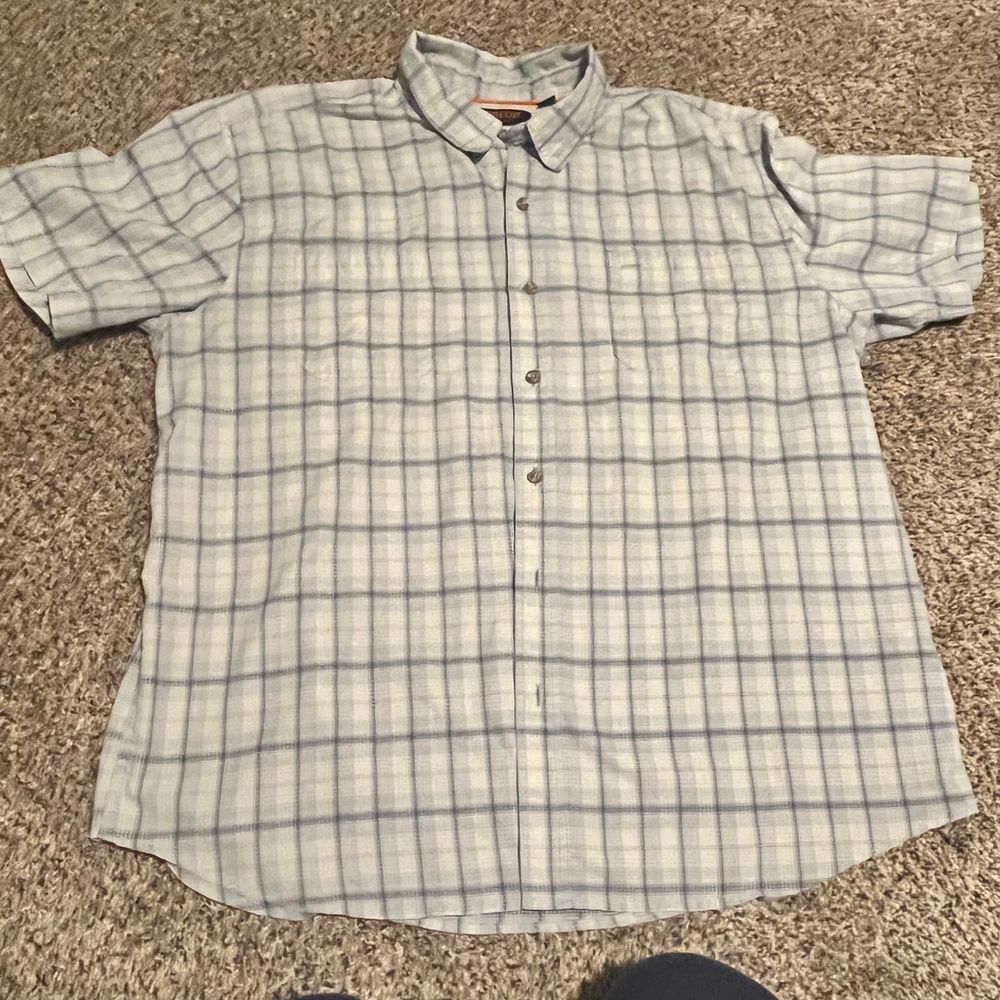 Ridgecut Classic Short Sleeve‎ Button-Down Plaid Shirt Casual Lightweight Cotton